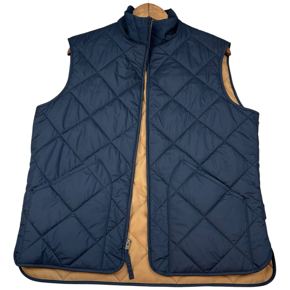 J. CREW Quilted WALKER Vest Authentic Outerwear Mens M Full Zip Navy Preppy